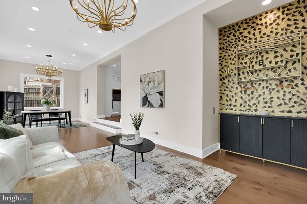 Chandelier, Dining room, Interior, Living room, Recessed Lighting, Wood Texture Flooring