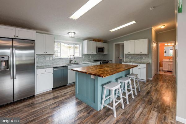 Interior, Kitchen, Stainless Steel Appliances, Wood Texture Flooring