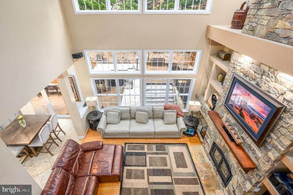 Fireplace, Interior, Living room, Stone Walls, Wood Texture Flooring