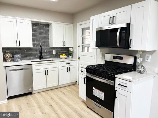 Interior, Kitchen, Stainless Steel Appliances, Wood Texture Flooring