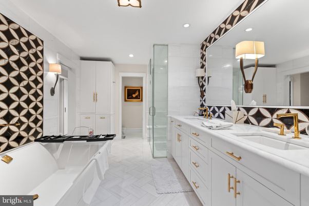 Bathroom, Dual Sink Vanities, Glass Shower, Interior, Recessed Lighting
