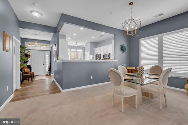 Dining room, Interior, Kitchen, Pendant Lights, Recessed Lighting, Wood Texture Flooring