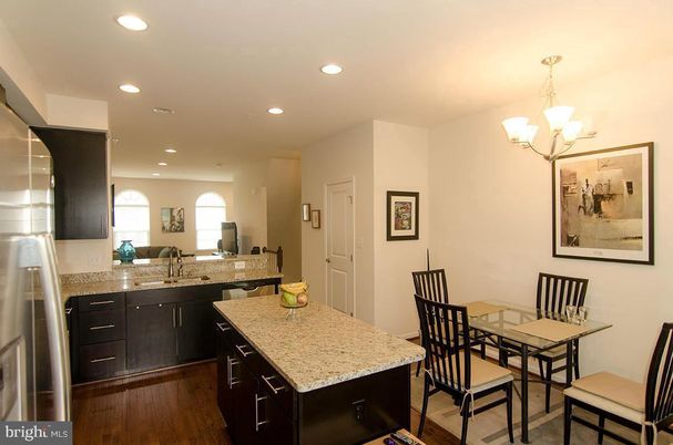 Chandelier, Dining room, Interior, Kitchen, Recessed Lighting, Wood Texture Flooring