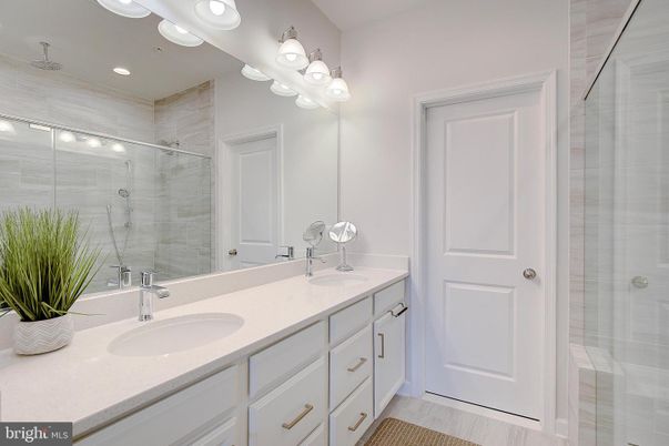 Bathroom, Dual Sink Vanities, Glass Shower, Interior, Recessed Lighting