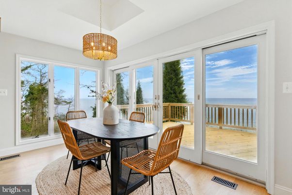 Chandelier, Dining room, Interior, Water, Wood Texture Flooring