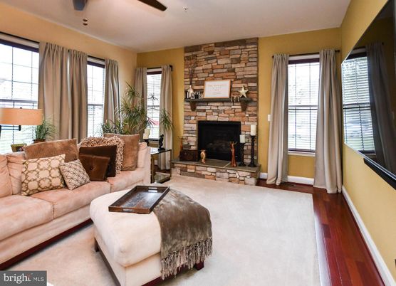 Fireplace, Interior, Living room, Stone Walls, Wood Texture Flooring