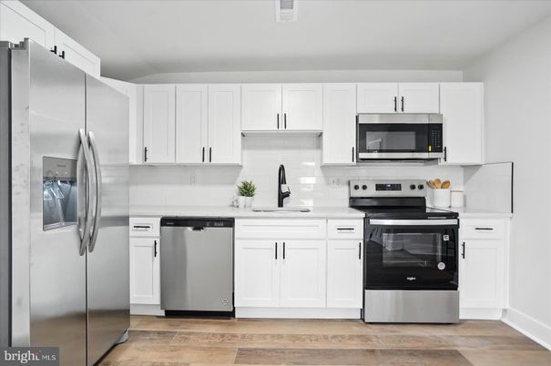Interior, Kitchen, Stainless Steel Appliances, Wood Texture Flooring