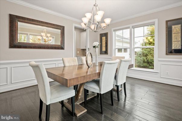 Chandelier, Dining room, Interior, Wood Texture Flooring