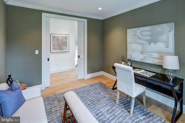 Home Office, Interior, Recessed Lighting, Wood Texture Flooring
