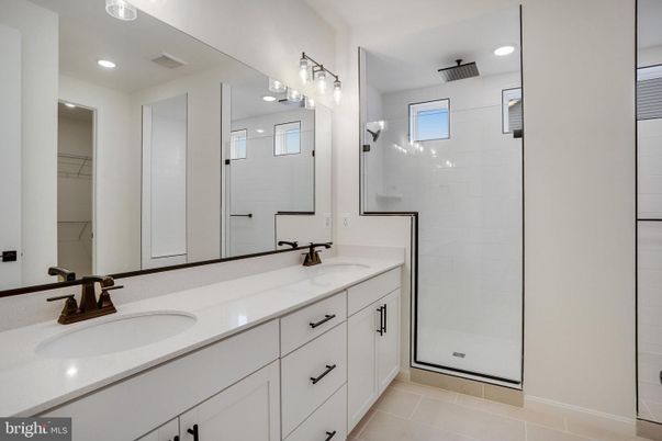 Bathroom, Dual Sink Vanities, Glass Shower, Interior, Recessed Lighting