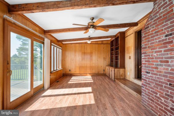 Empty room, Interior, Stone Walls, Wooden Beams, Wood Texture Flooring, Wooden Walls