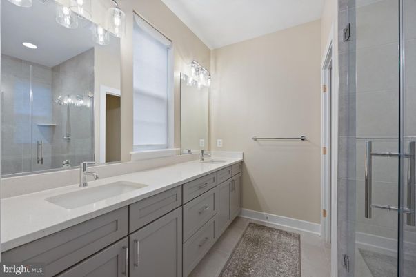 Bathroom, Dual Sink Vanities, Glass Shower, Interior, Recessed Lighting