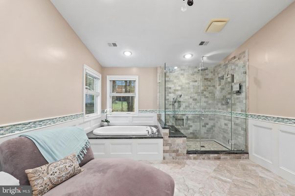 Bathroom, Glass Shower, Interior, Recessed Lighting