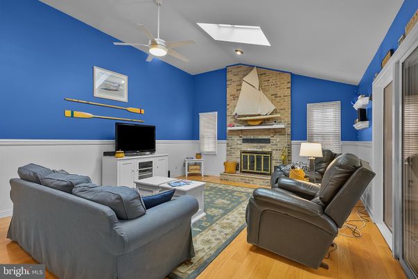 Fireplace, Interior, Living room, Stone Walls, Wood Texture Flooring