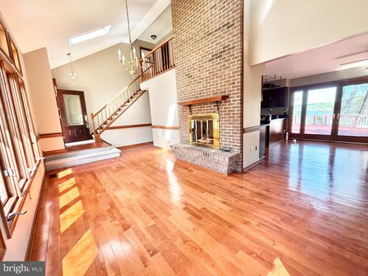 Fireplace, Interior, Pendant Lights, Wood Texture Flooring