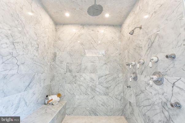 Bathroom, Interior, Marble Walls, Recessed Lighting