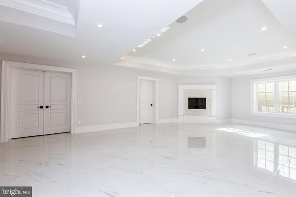 Empty room, Fireplace, Interior, Marble, Recessed Lighting