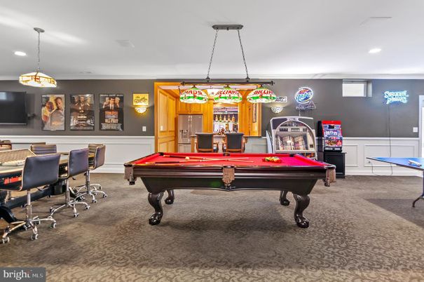 Billiard Table, Game Room, Interior, Pendant Lights, Recessed Lighting