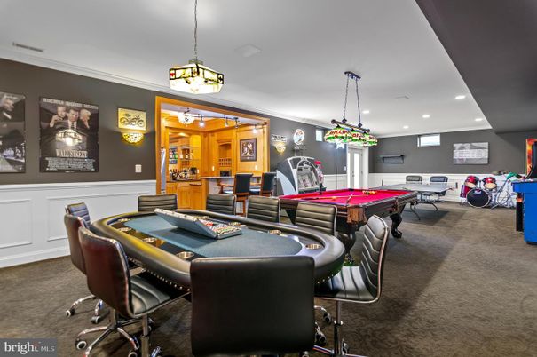 Billiard Table, Game Room, Interior, Pendant Lights, Recessed Lighting