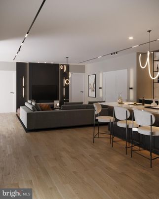 Dining room, Interior, Living room, Pendant Lights, Recessed Lighting, Wood Texture Flooring