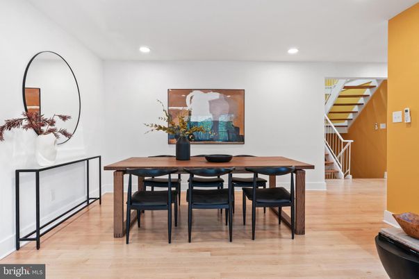 Dining room, Interior, Recessed Lighting, Wood Texture Flooring
