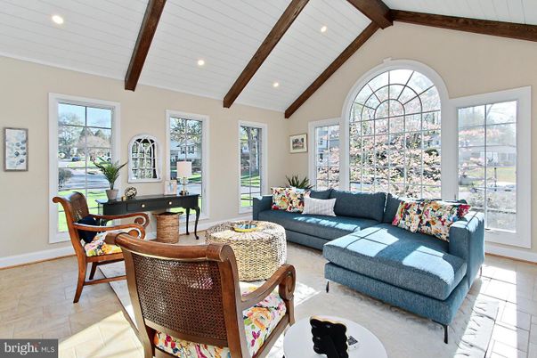 Interior, Living room, Recessed Lighting, Wooden Beams