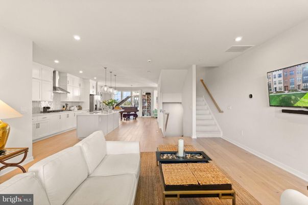 Interior, Kitchen, Living room, Pendant Lights, Recessed Lighting, Wood Texture Flooring