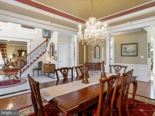 Chandelier, Dining room, Interior, Wood Texture Flooring