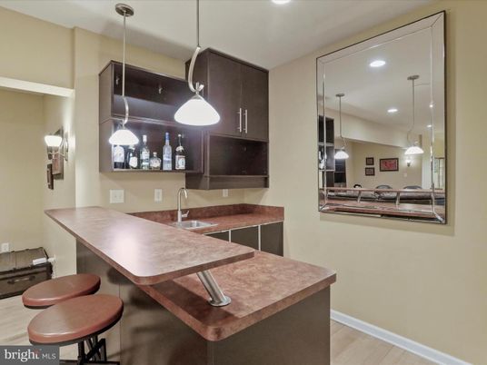 Interior, Kitchen, Pendant Lights, Recessed Lighting, Wood Texture Flooring