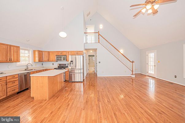 Interior, Kitchen, Pendant Lights, Stainless Steel Appliances, Wood Texture Flooring