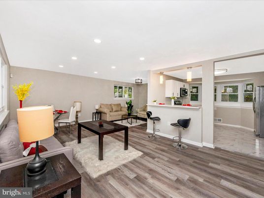 Dining room, Interior, Kitchen, Living room, Recessed Lighting, Wood Texture Flooring
