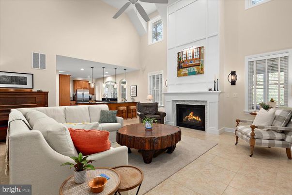 Fireplace, Interior, Kitchen, Living room, Pendant Lights, Recessed Lighting, Stainless Steel Appliances