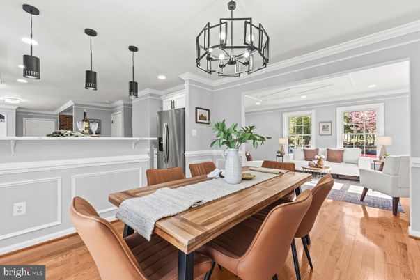 Dining room, Interior, Kitchen, Living room, Pendant Lights, Recessed Lighting, Wood Texture Flooring