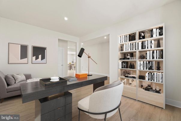 Home Office, Interior, Recessed Lighting, Wood Texture Flooring