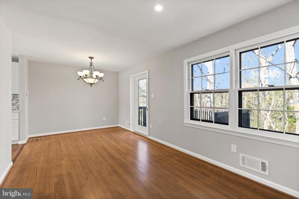 Chandelier, Empty room, Interior, Recessed Lighting, Wood Texture Flooring