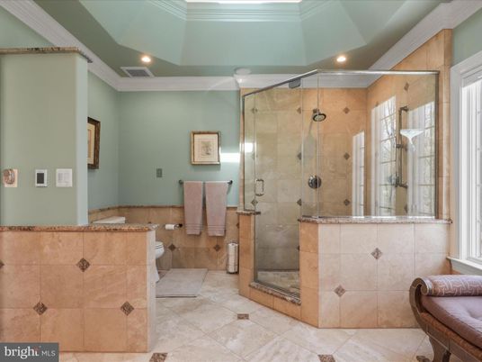 Bathroom, Glass Shower, Interior, Recessed Lighting