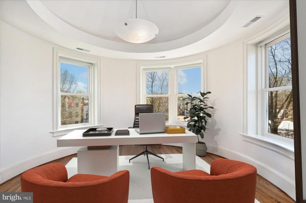 Home Office, Interior, Pendant Lights, Wood Texture Flooring