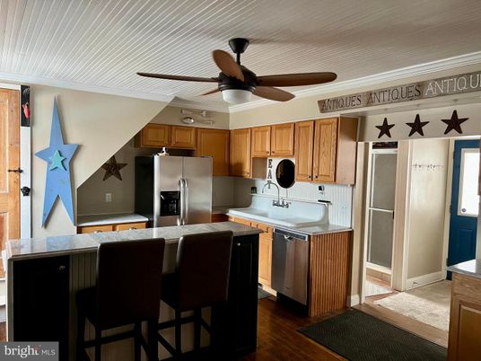 Interior, Kitchen, Stainless Steel Appliances, Wood Texture Flooring