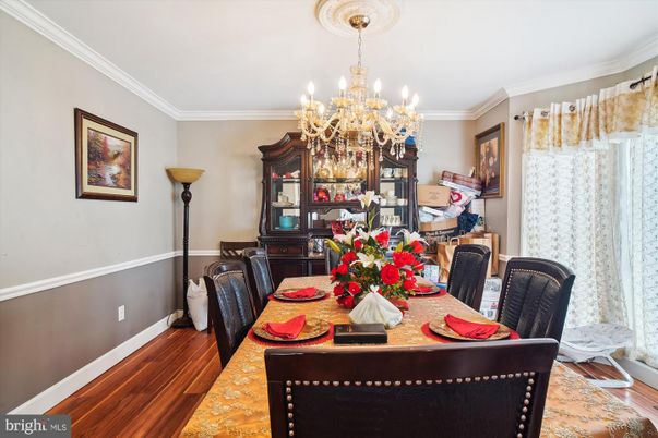 Chandelier, Dining room, Interior, Wood Texture Flooring
