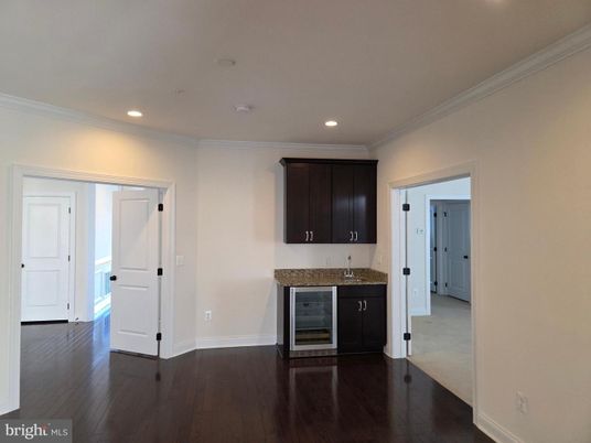 Empty room, Interior, Kitchen, Recessed Lighting, Wood Texture Flooring