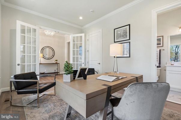 Home Office, Interior, Recessed Lighting, Wood Texture Flooring