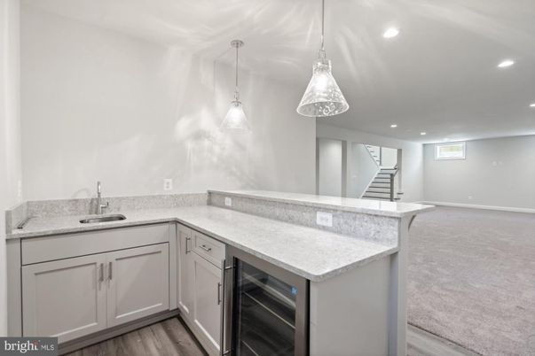 Interior, Kitchen, Pendant Lights, Recessed Lighting, Wood Texture Flooring