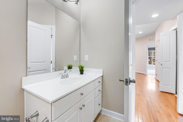 Bathroom, Interior, Recessed Lighting, Wood Texture Flooring