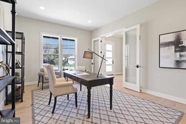 Home Office, Interior, Recessed Lighting, Wood Texture Flooring