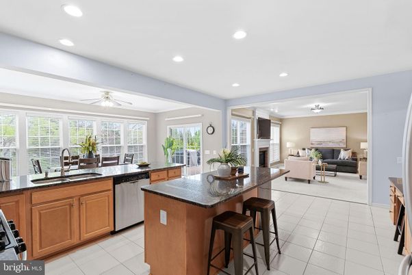 Dining room, Fireplace, Interior, Kitchen, Living room, Recessed Lighting, Stainless Steel Appliances