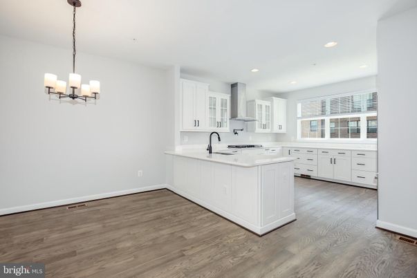 Chandelier, Interior, Kitchen, Pendant Lights, Recessed Lighting, Wood Texture Flooring
