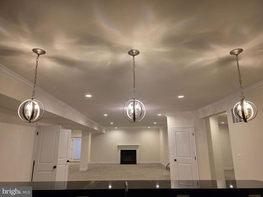 Empty room, Fireplace, Interior, Pendant Lights, Recessed Lighting