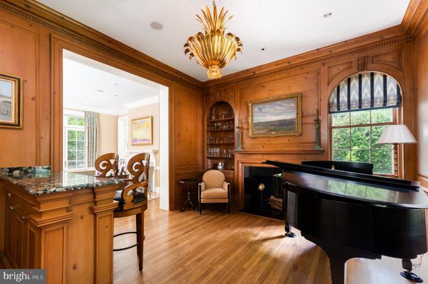 Interior, Piano, Recessed Lighting, Wood Texture Flooring, Wooden Walls