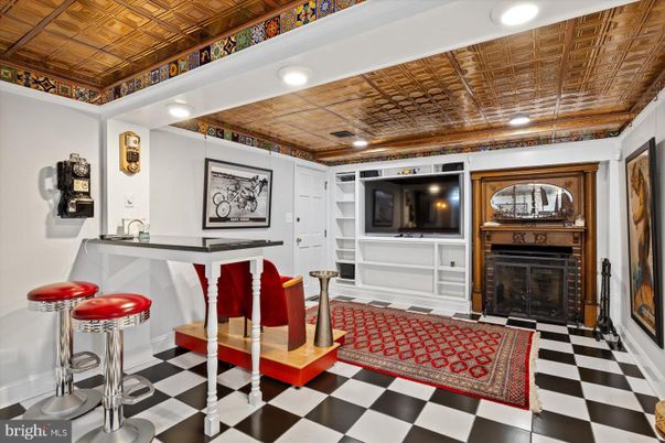 Fireplace, Interior, Recessed Lighting, Wooden Ceilings
