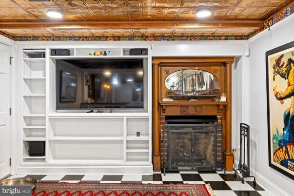 Fireplace, Interior, Recessed Lighting, Wooden Ceilings
